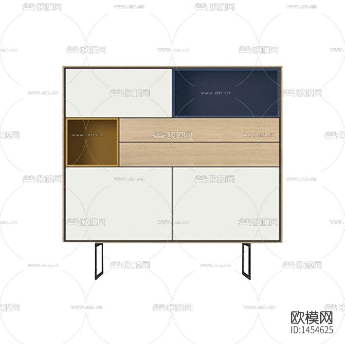 北欧极简创意彩色实木边柜下载