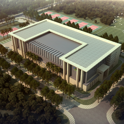  现代体育馆鸟瞰su模型 