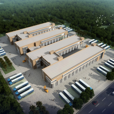  现代厂房鸟瞰su模型 