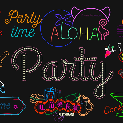  现代霓虹灯装饰灯su模型 