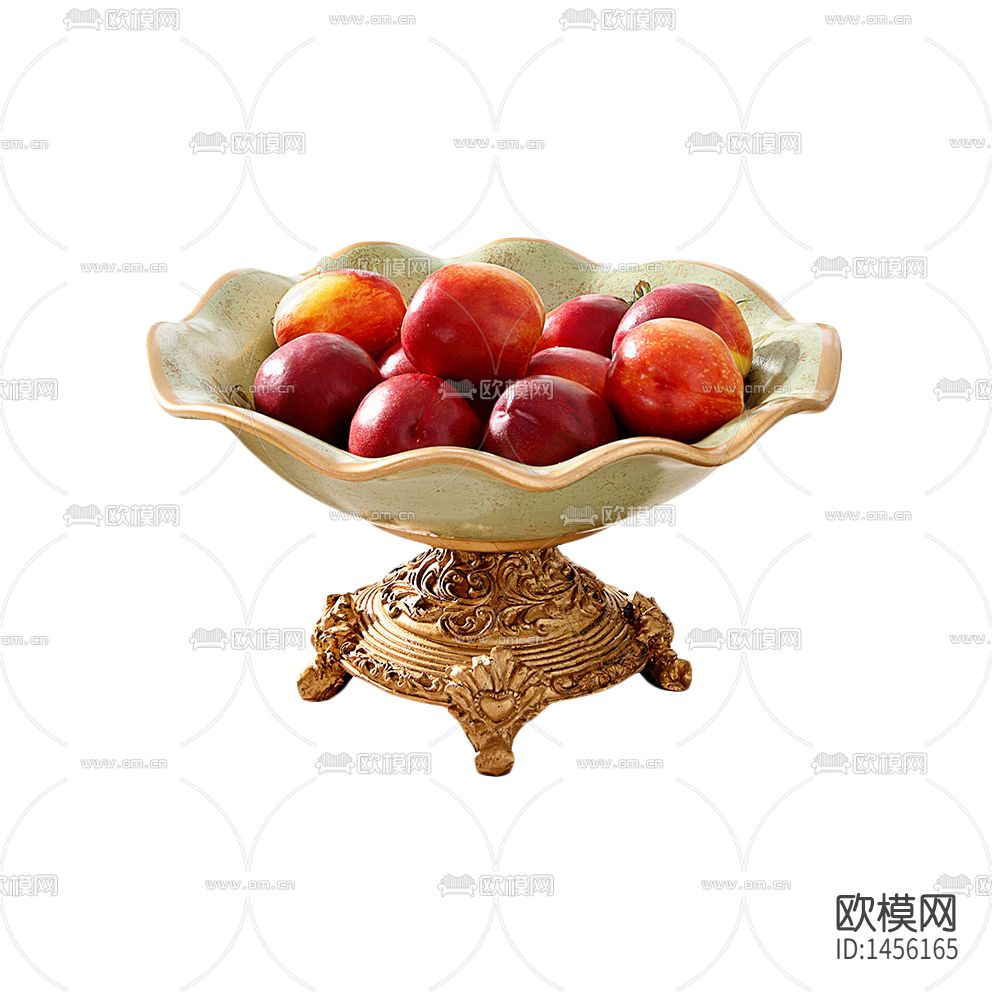 欧式古典金属雕花陶瓷水果盘