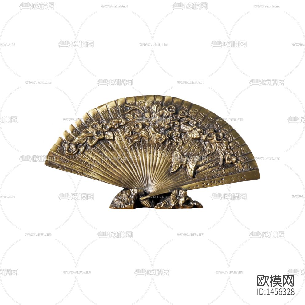 中式古典创意青铜折扇摆件下载