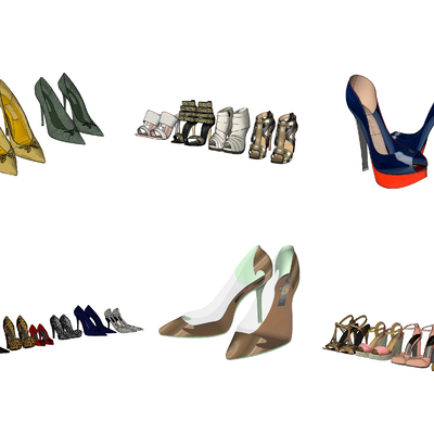  现代高跟鞋su模型 