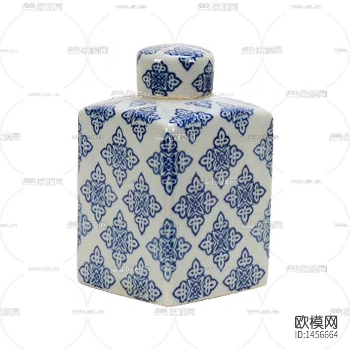 新中式禅意陶瓷蓝色印花收纳罐下载