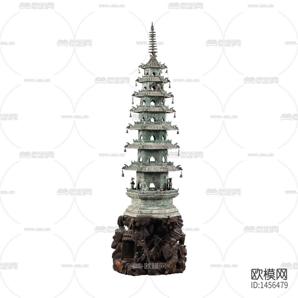中式古典创意七层琉璃塔摆件
