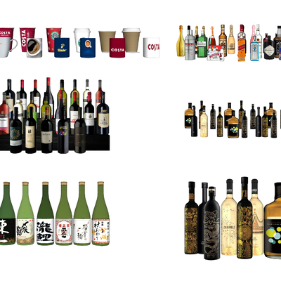  现代啤酒红酒su模型 