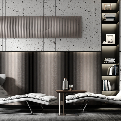  现代布艺躺椅边几su模型 