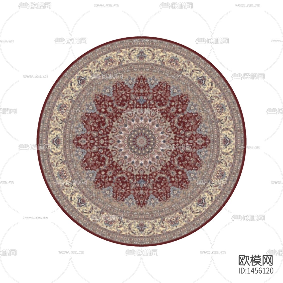 欧式古典花卉印花布艺圆形地毯下载