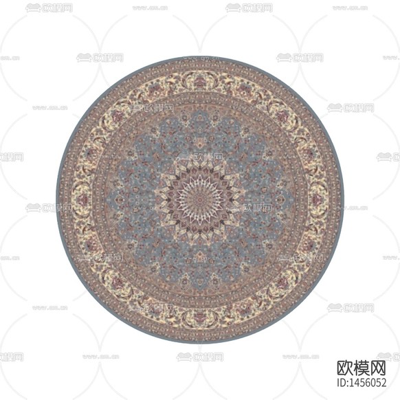 欧式古典花卉印花布艺圆形地毯下载