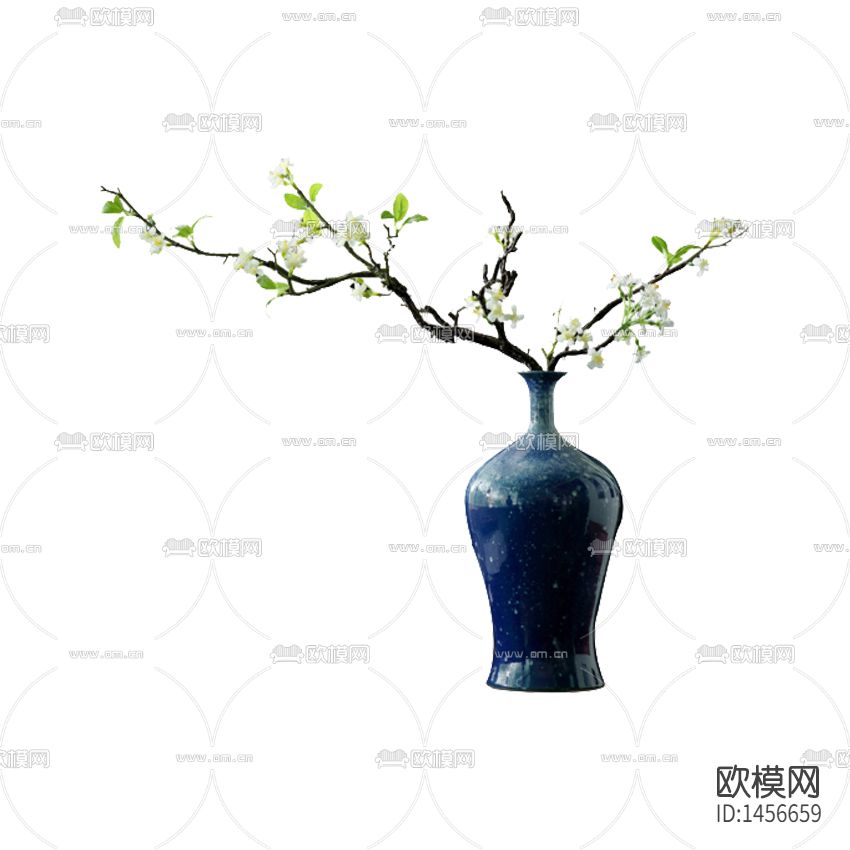 新中式创意蓝色陶瓷花瓶摆放花艺下载