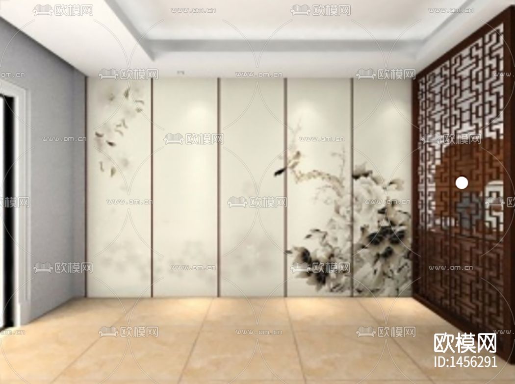 中式古典创意客厅场景下载