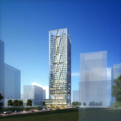 现代高层办公楼建筑外观3d模型