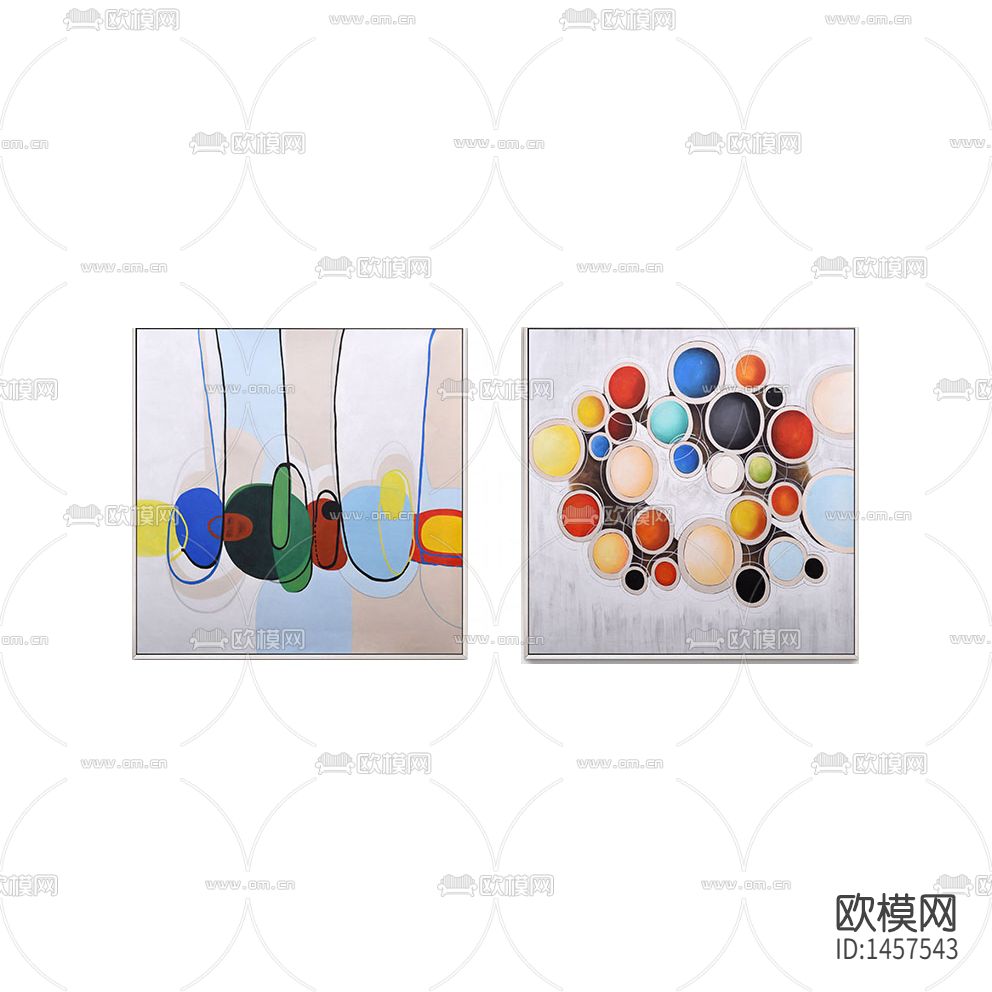 现代简约创意彩色线条抽象装饰画下载