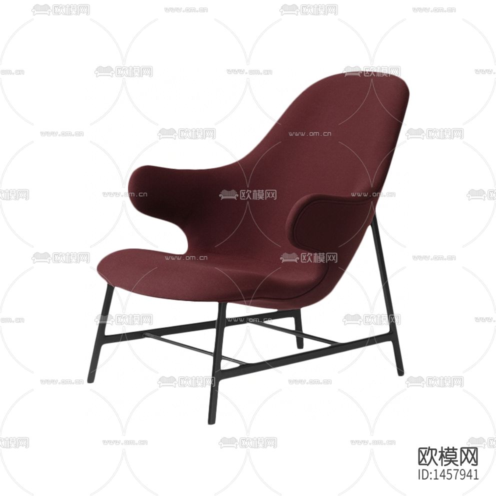 现代简约创意酒红色布艺金属休闲椅下载