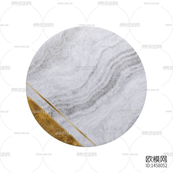 现代简约石纹金色绒布圆形地毯下载