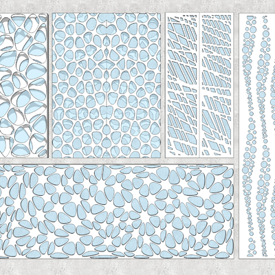 现代镂空异形穿孔板景墙su模型
