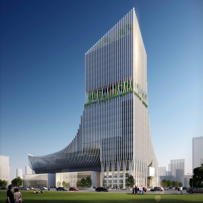 现代高层办公楼建筑外观3d模型