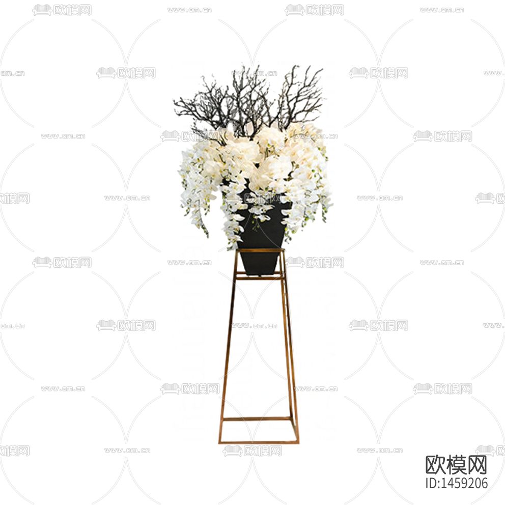 北欧简约创意金属陶瓷花瓶落地花艺