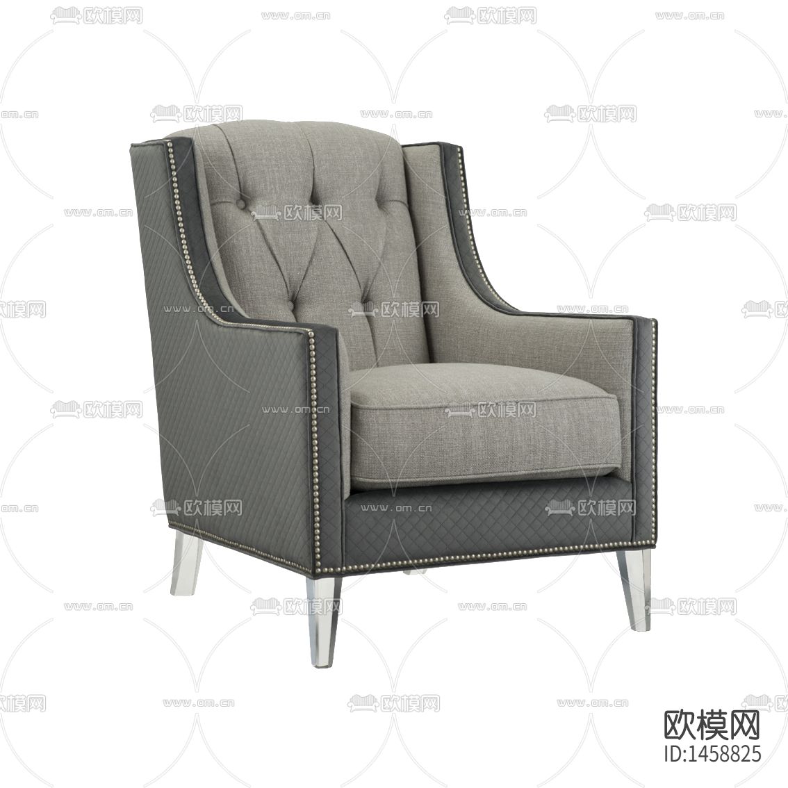 美式简约创意布艺铆钉单人沙发下载