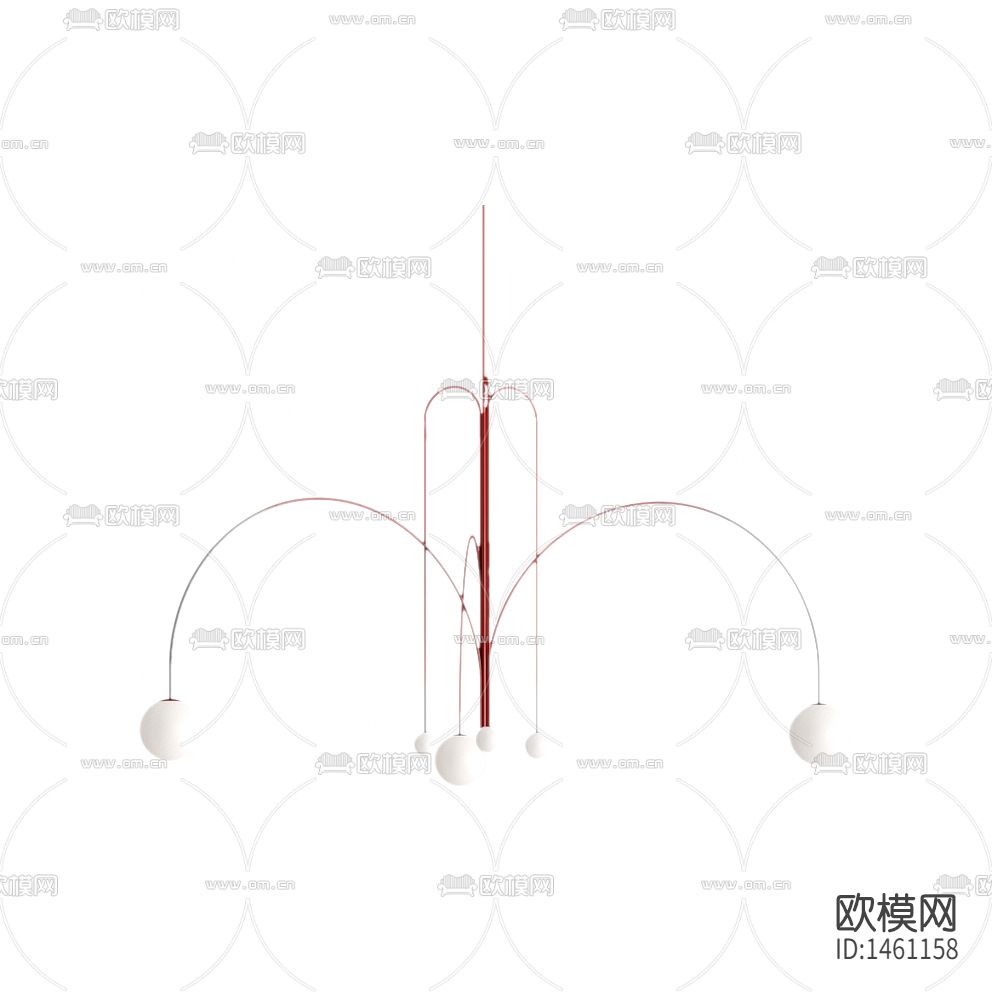 现代极简红色金属吊灯