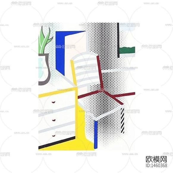 现代创意彩色几何线条装饰画下载