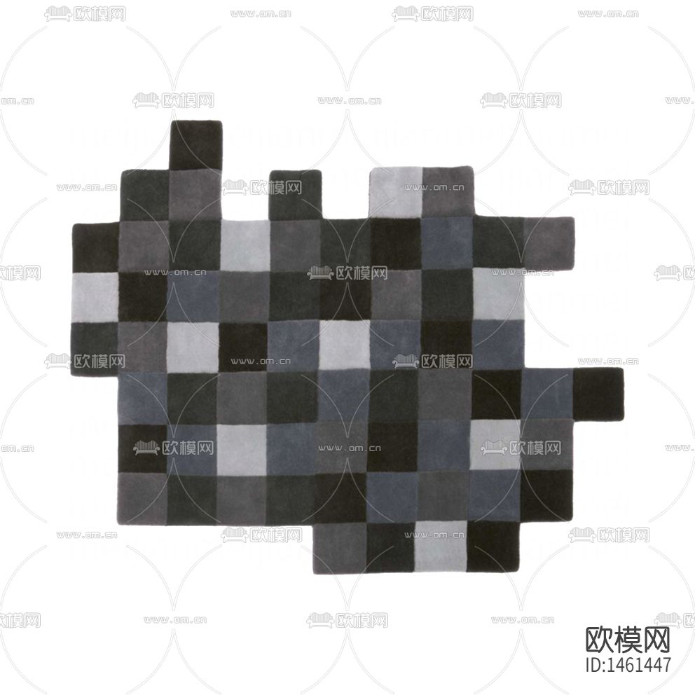 现代简约创意黑白灰马赛克布艺地毯下载
