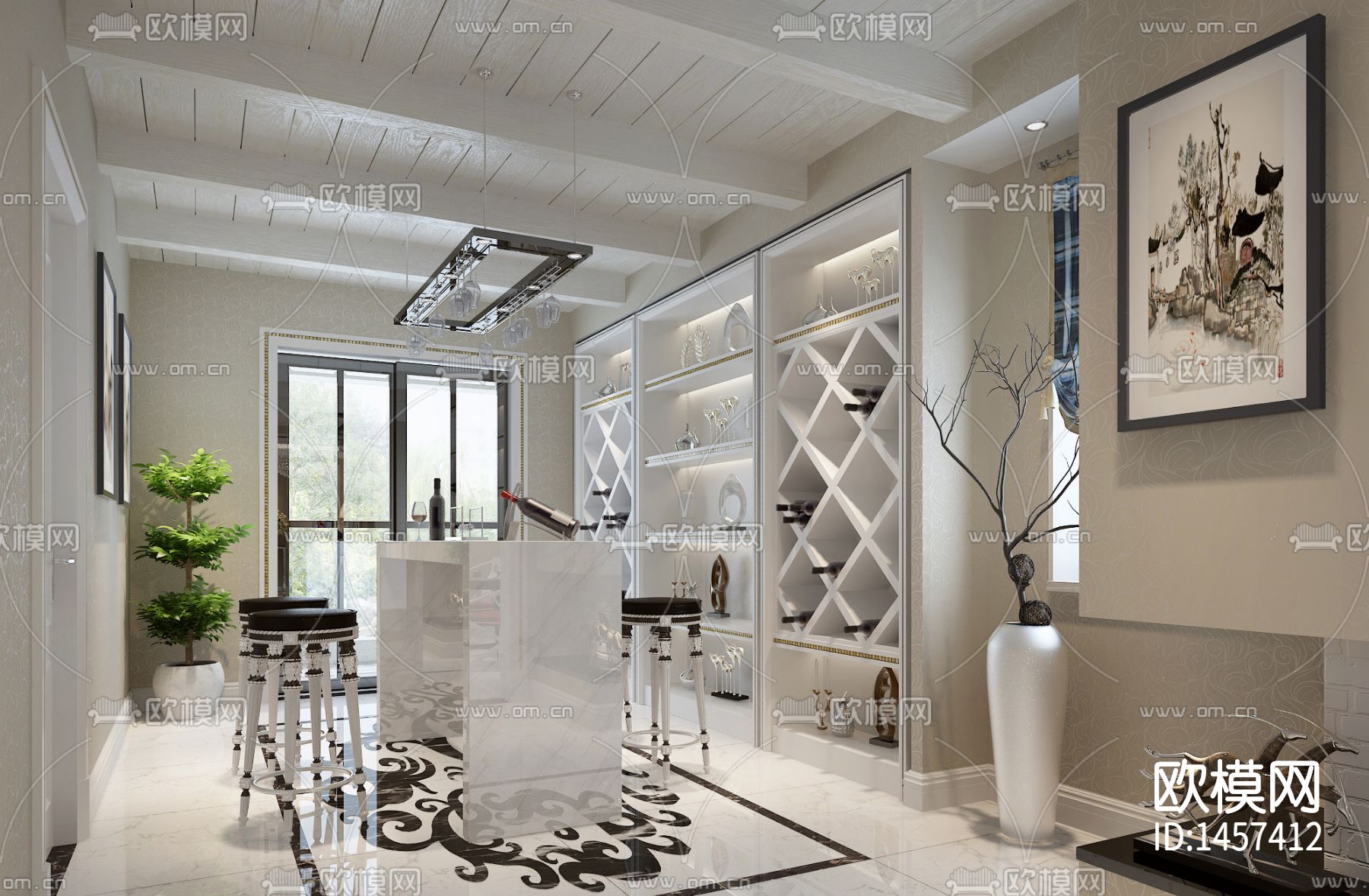 现代家装cad施工图下载（渲染图9）