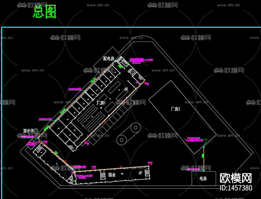 制衣厂电气cad图下载（渲染图8）