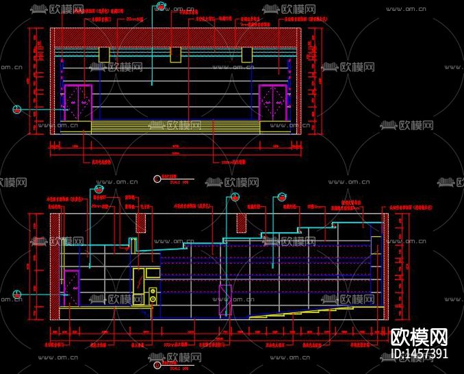 报告厅声学设计cad装修图下载（渲染图1）