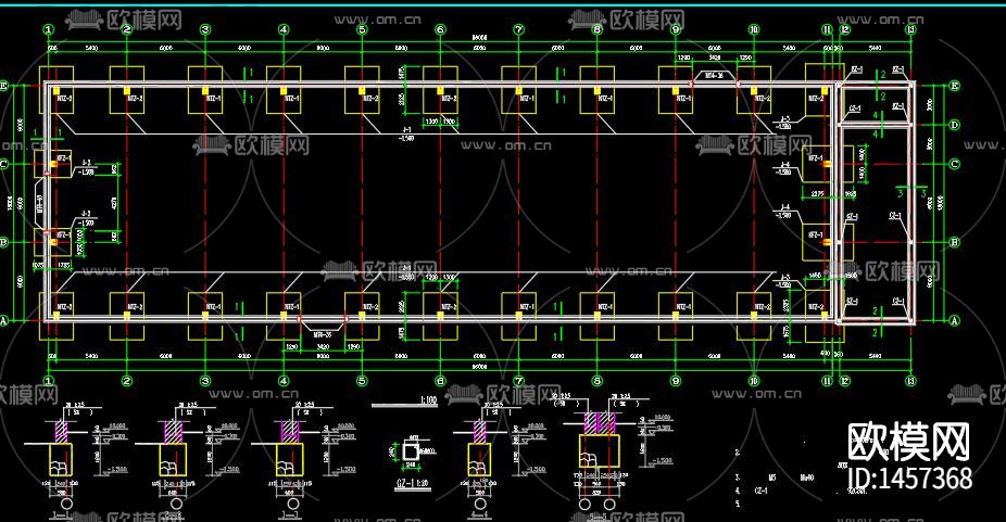 排架结构厂房建筑结构施工图下载（渲染图6）
