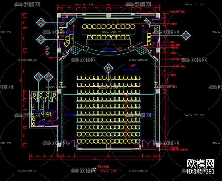 报告厅声学设计cad装修图下载（渲染图7）
