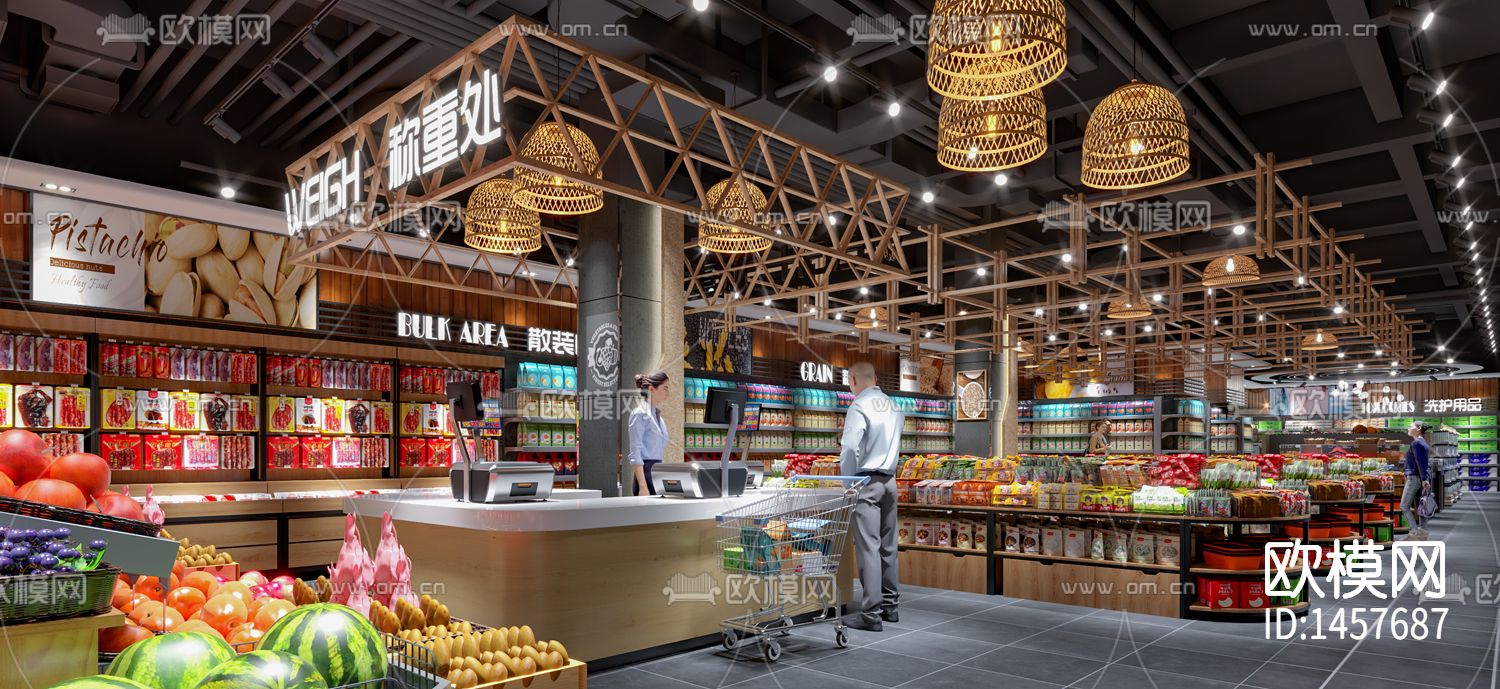 超市cad施工图下载（渲染图8）