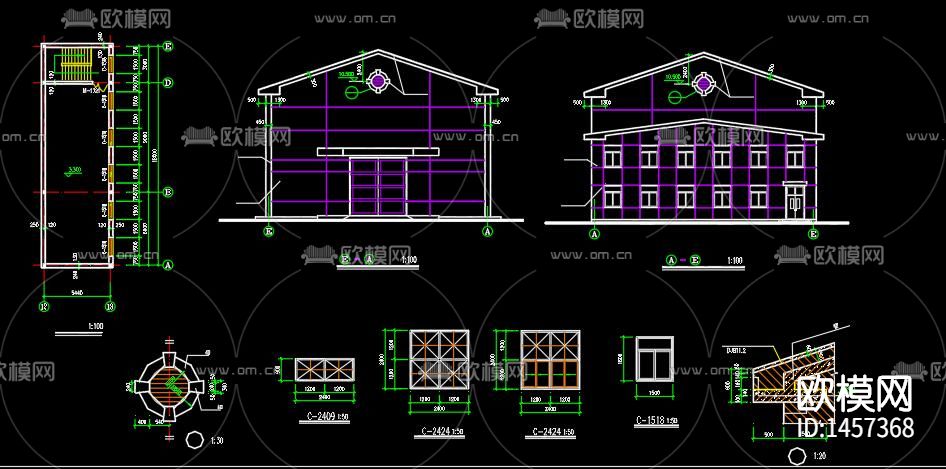 排架结构厂房建筑结构施工图下载（渲染图1）