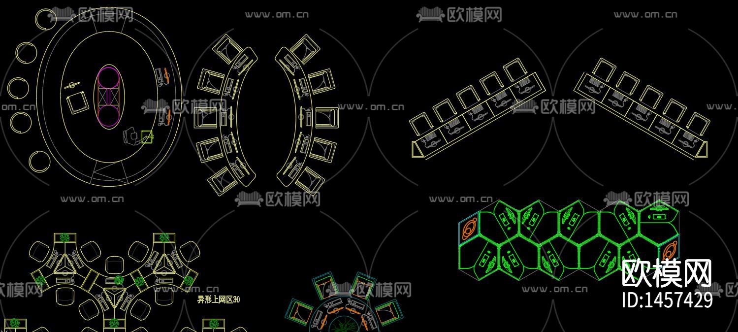 网吧家具cad图库下载（渲染图2）
