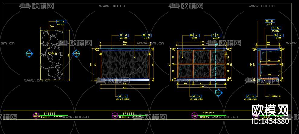 奶卷面皮店cad施工图下载（渲染图4）