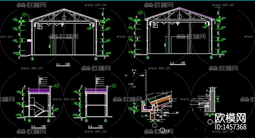 排架结构厂房建筑结构施工图下载（渲染图7）
