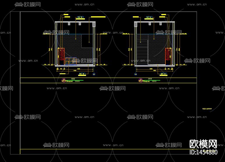 奶卷面皮店cad施工图下载（渲染图2）