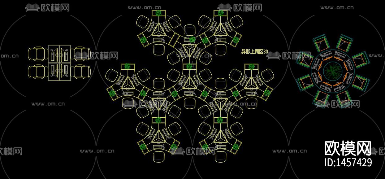 网吧家具cad图库下载（渲染图3）