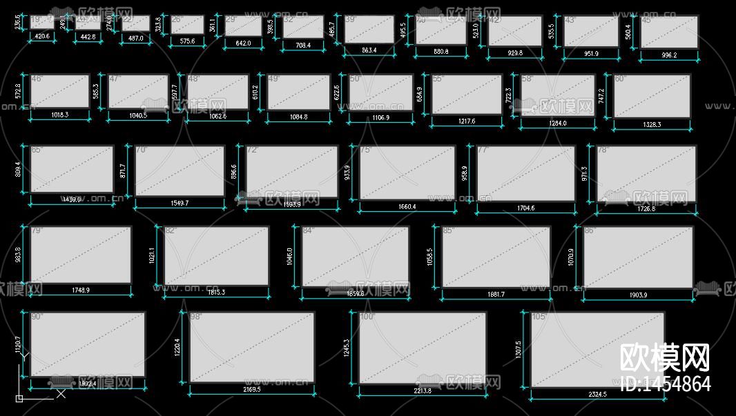 液晶电视尺寸cad图库下载（渲染图4）