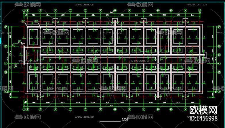 磚混結(jié)構(gòu)宿舍cad建筑圖下載(渲染圖4)