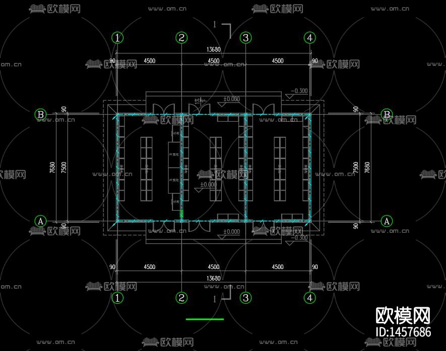 猪养殖建设项目集中库房cad施工图下载（渲染图2）