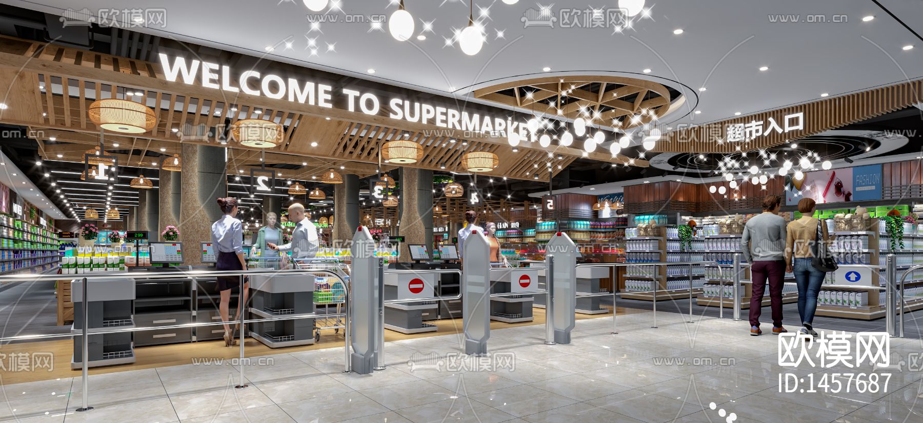 超市cad施工图下载（渲染图10）