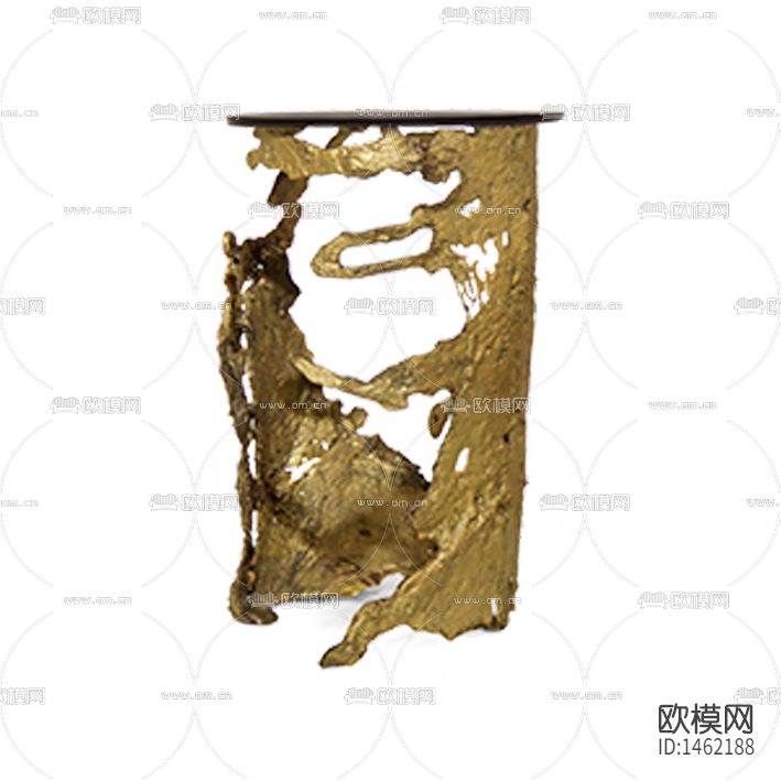 北欧古典创意描金实木圆形边几
