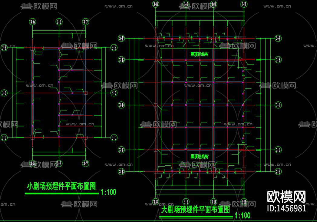 剧场钢结构舞台cad图纸下载（渲染图7）