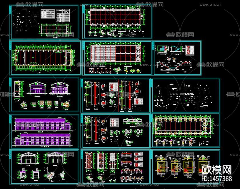 排架结构厂房建筑结构施工图下载（渲染图9）