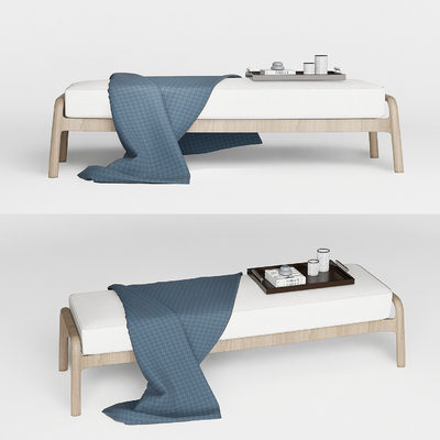  现代布艺床尾凳脚踏su模型 