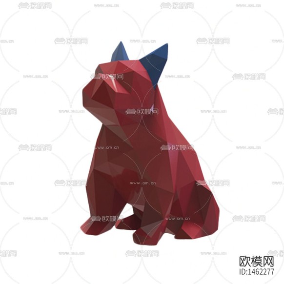现代轻奢创意几何抽象法斗犬摆件下载
