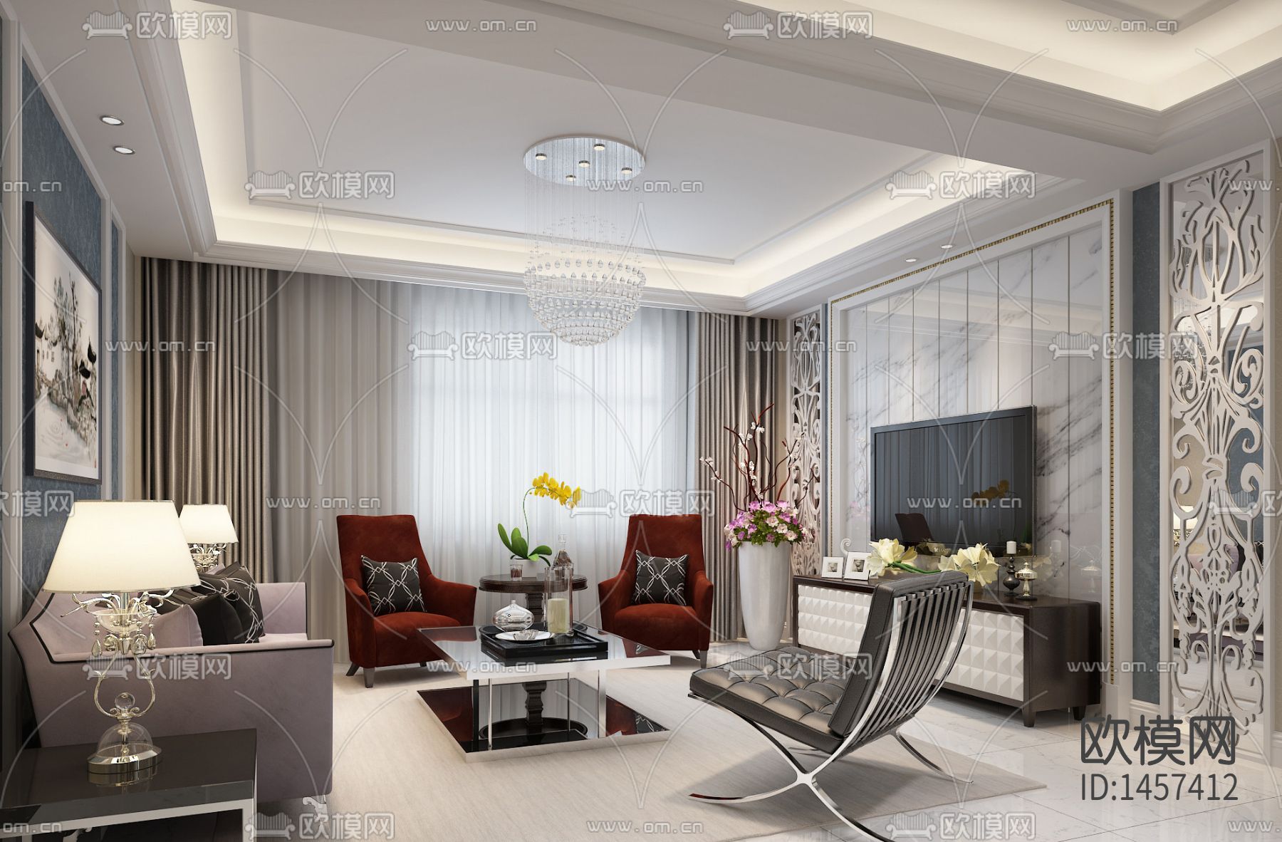 现代家装cad施工图下载（渲染图7）