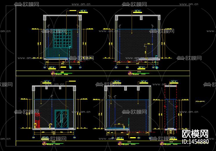 奶卷面皮店cad施工图下载（渲染图1）