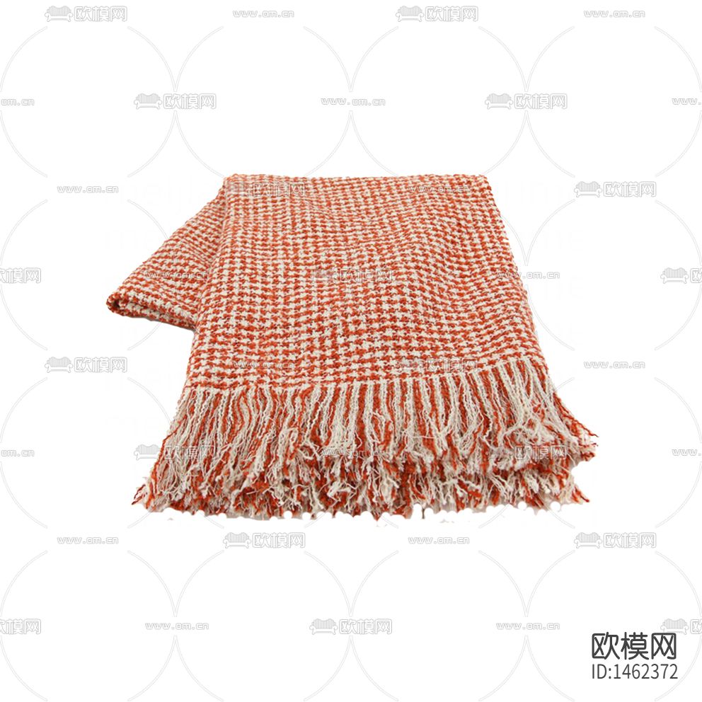 现代简约橙红色千鸟格搭毯下载